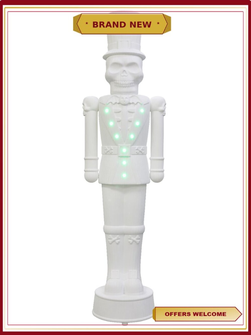 Giant Animated Skeleton Nutcracker Halloween Decor 72in with Lights and Music